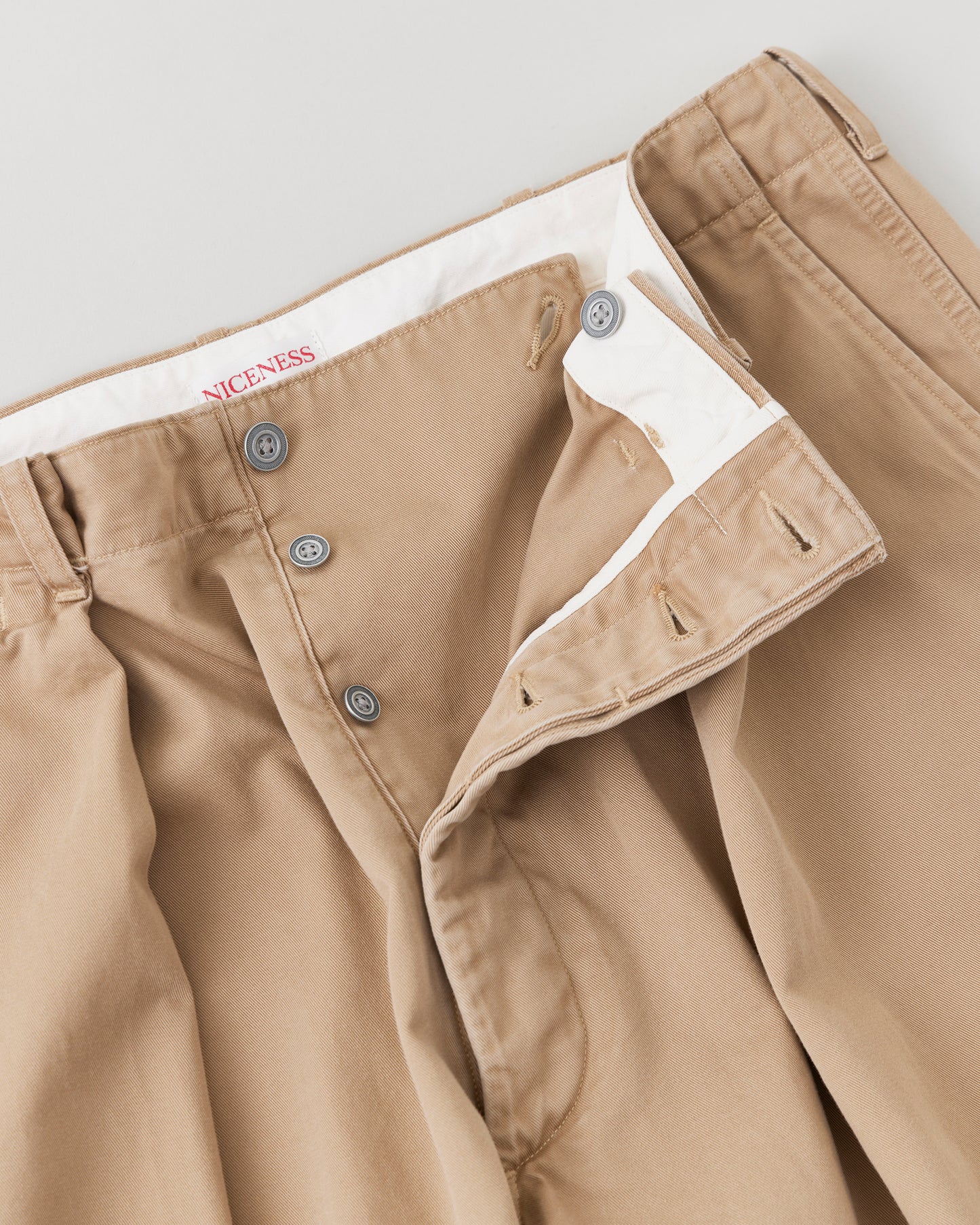 NICENESS DISTRESSED RESIZED CHINO TROUSERS ALBARN