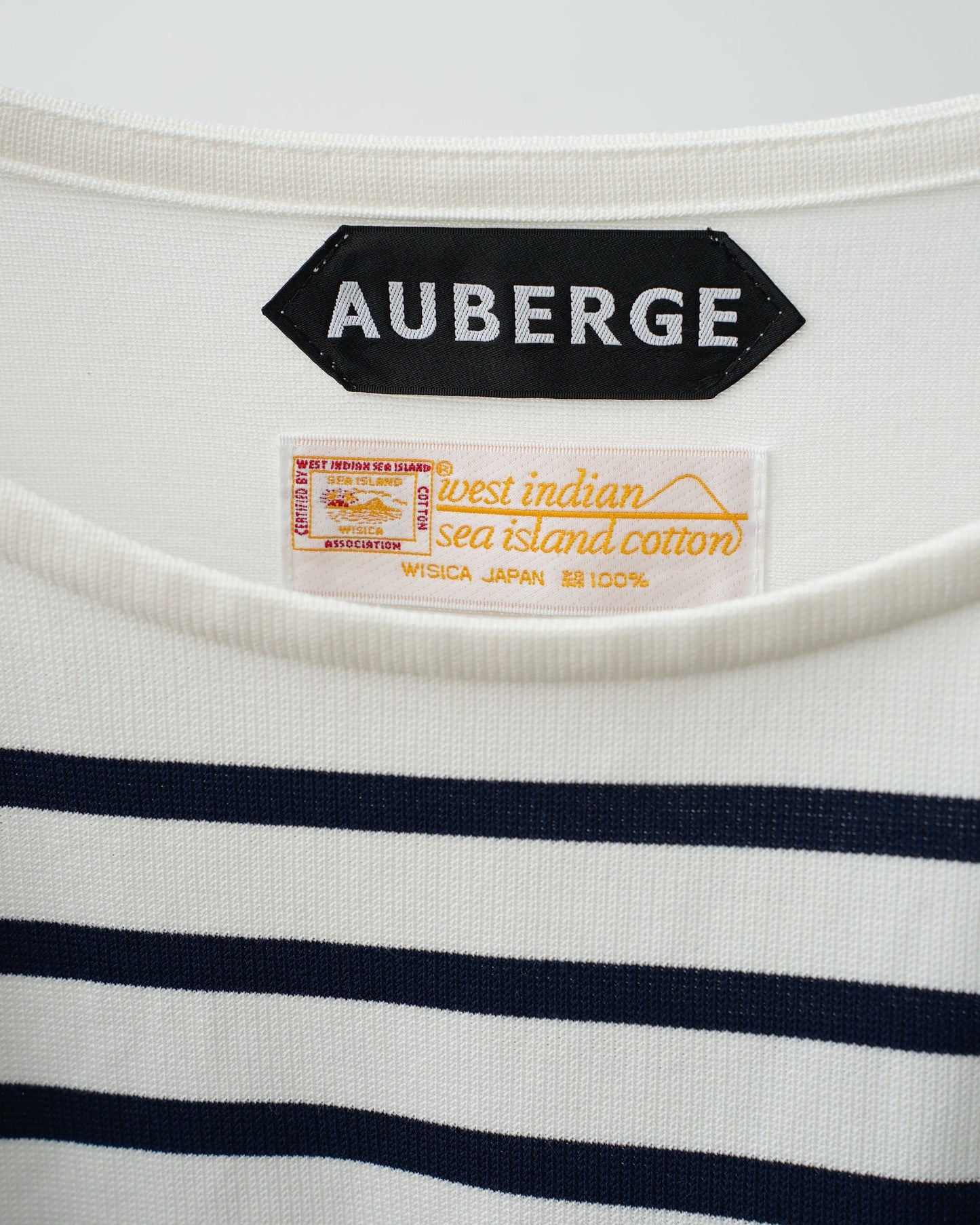 AUBERGEのタグ。カリビアンシーアイランドコットンのタグ。