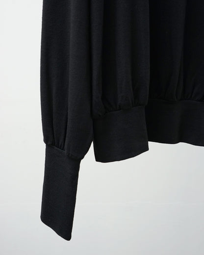barbell object　バーベルオブジェクト　wool bo top　ブラック　ウールトップス　裾と袖口のリブ