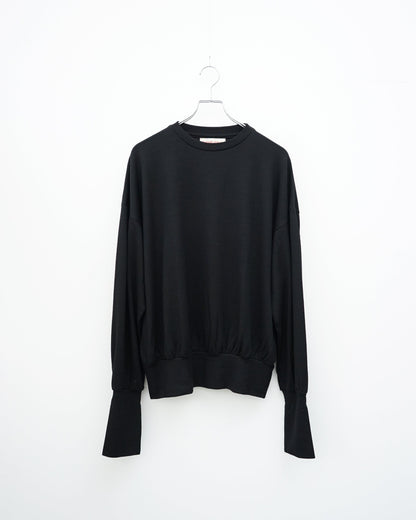barbell object　バーベルオブジェクト　wool bo top　ブラック　ウールトップス　正面
