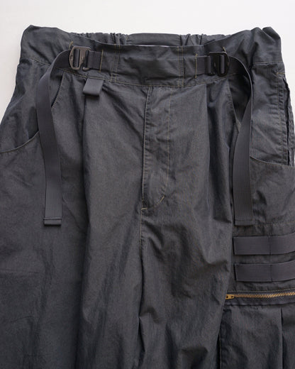 サルエルオーバーパンツ　ウエスト部分　ブラックオリーブ　