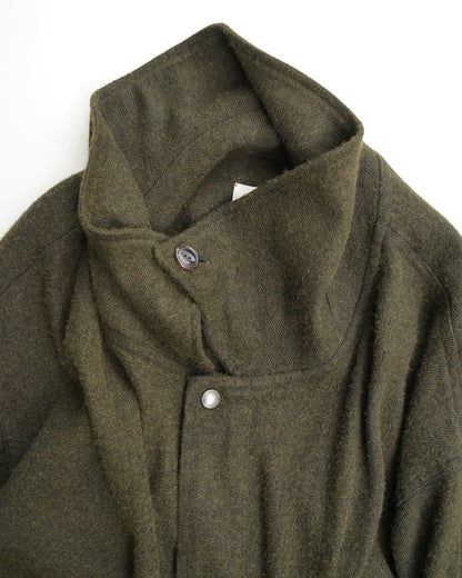 フラワーFLコート　moss  襟部分を立てた状態アップ　ディテール