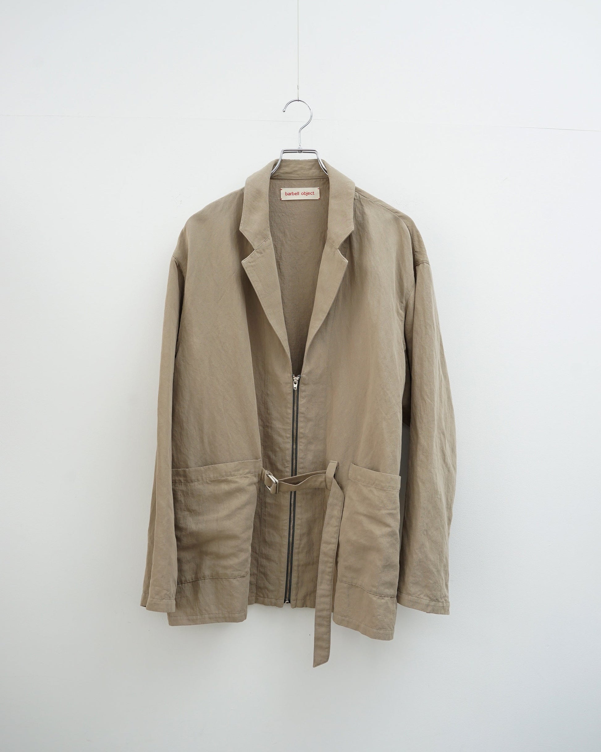 barbell object　バーベルオブジェクト　belted jkt ベルテッドジャケット　beige　正面