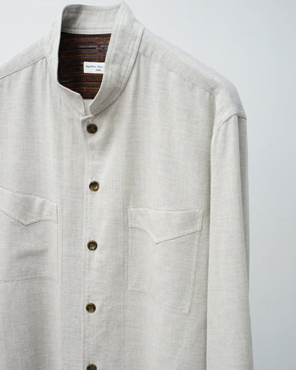 Aquellos Ojos Verdes アケヨス　オホス　ヴェルデス　Colonial shirt jacket　コロニアルシャツジャケット　グレー　胸にフラップボタン　スタンドカラー