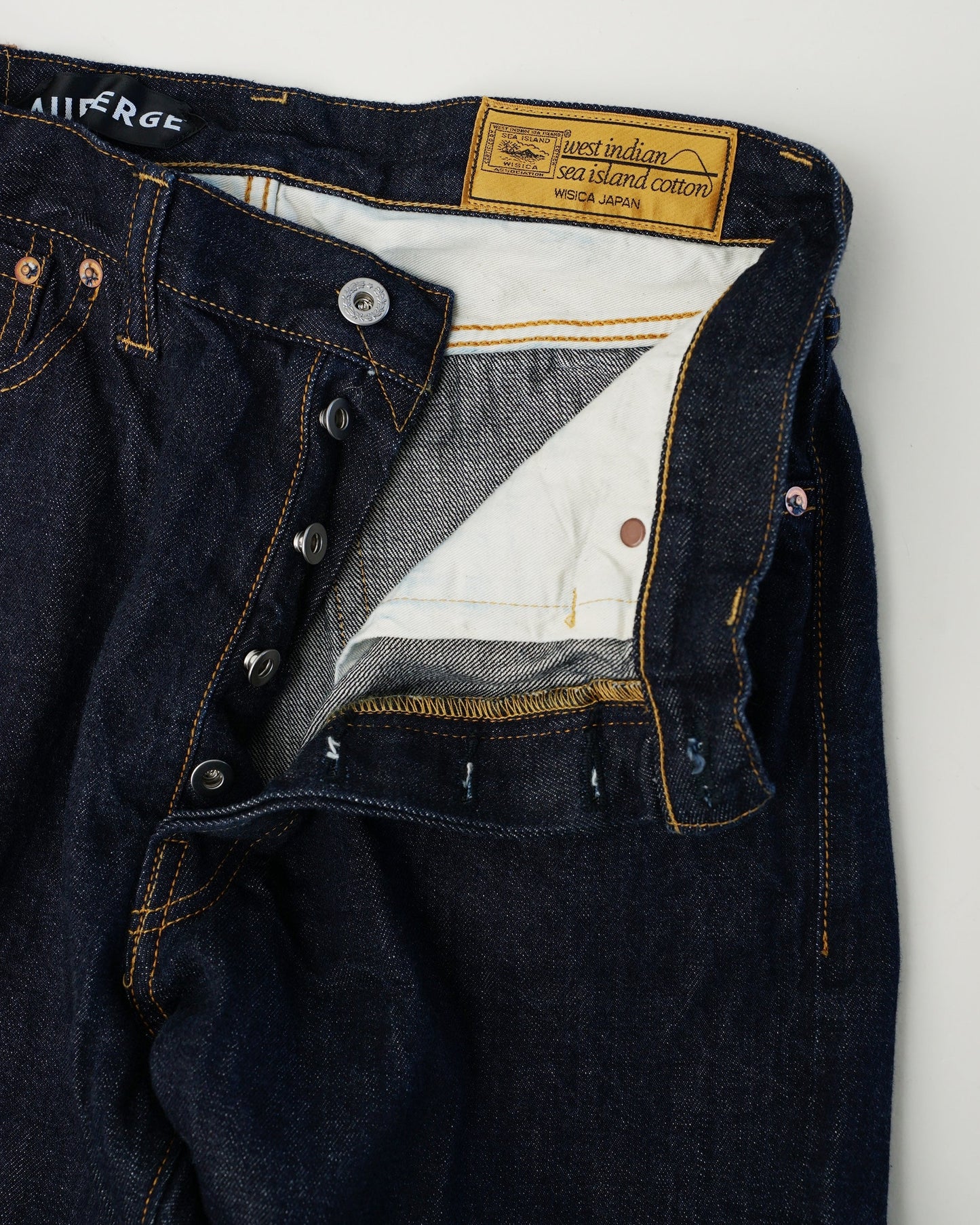 AUBERGE オーベルジュ　CARIB XX　デニムパンツ　海島綿　カリビンアンシーアイランドコットン　フロント　ボタンフライ　Indigo  