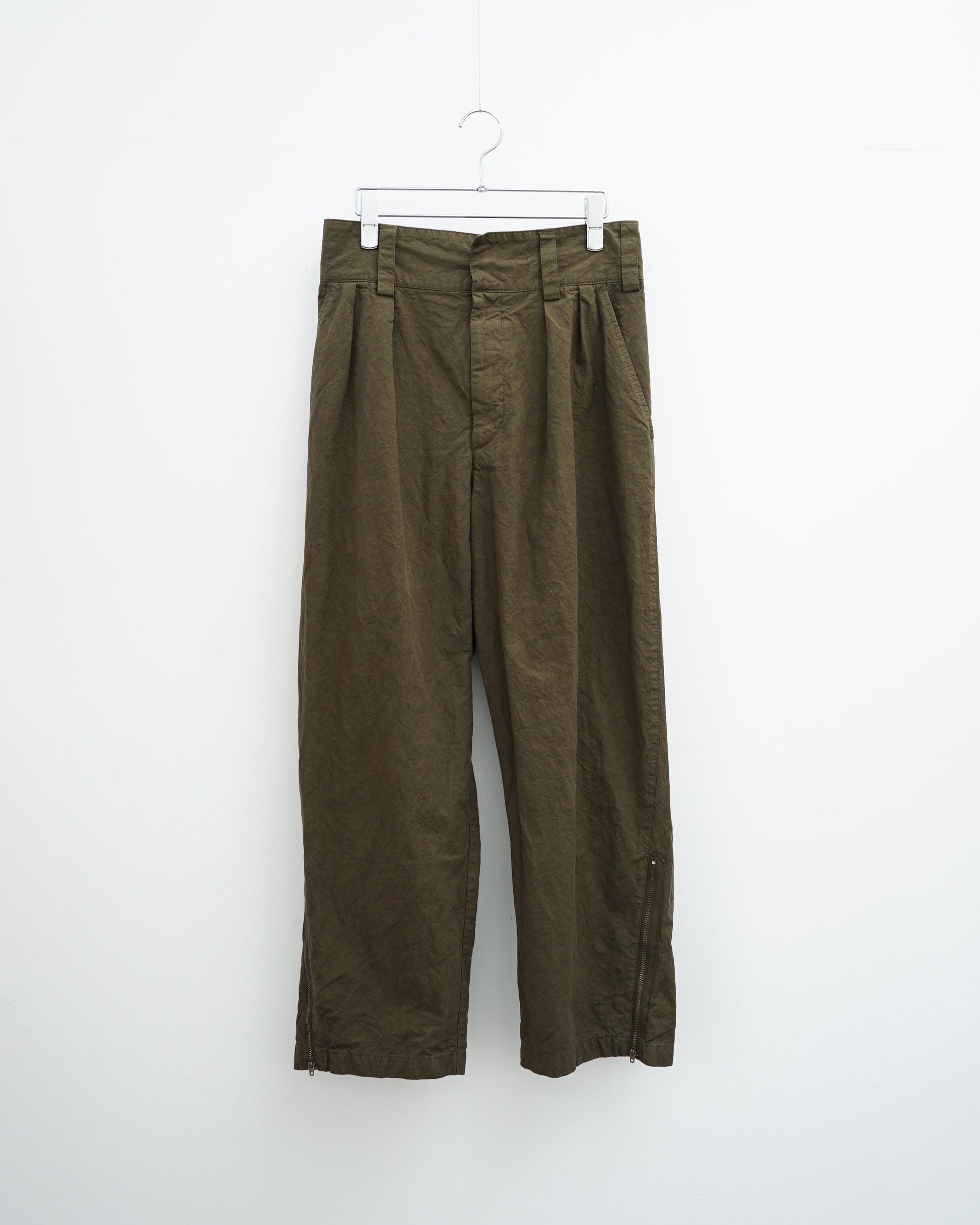 barbell object　バーベルオブジェクト　zipper pt　ジッパーパンツ　ミリタリーパンツ　正面　khaki