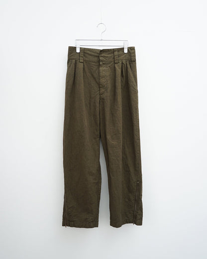 barbell object　バーベルオブジェクト　zipper pt　ジッパーパンツ　ミリタリーパンツ　正面　khaki