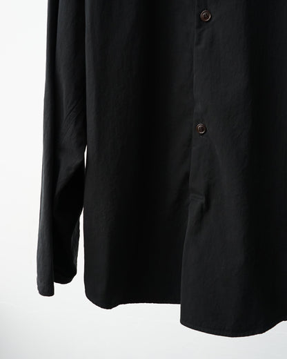 barbell object 　バーベルオブジェクト　twill po　プルオーバーシャツ　スタンドカラー　black 袖口　裾　ボタン　