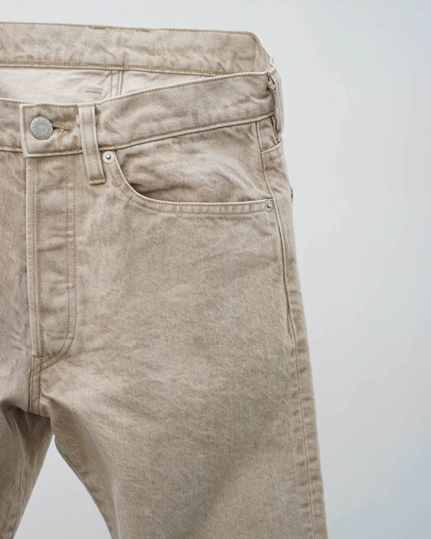Fendart  フェンダール　Jean 901　デニムパンツ　ジーンズ　カーキベージュ　フロント　ポケット　トップボタン