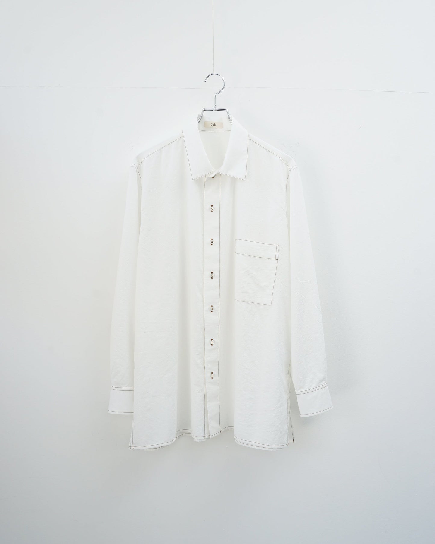 Cale カル KHADI COTTON GARMENT DYED SHIRT カディコットン　シャツ　ホワイト　正面