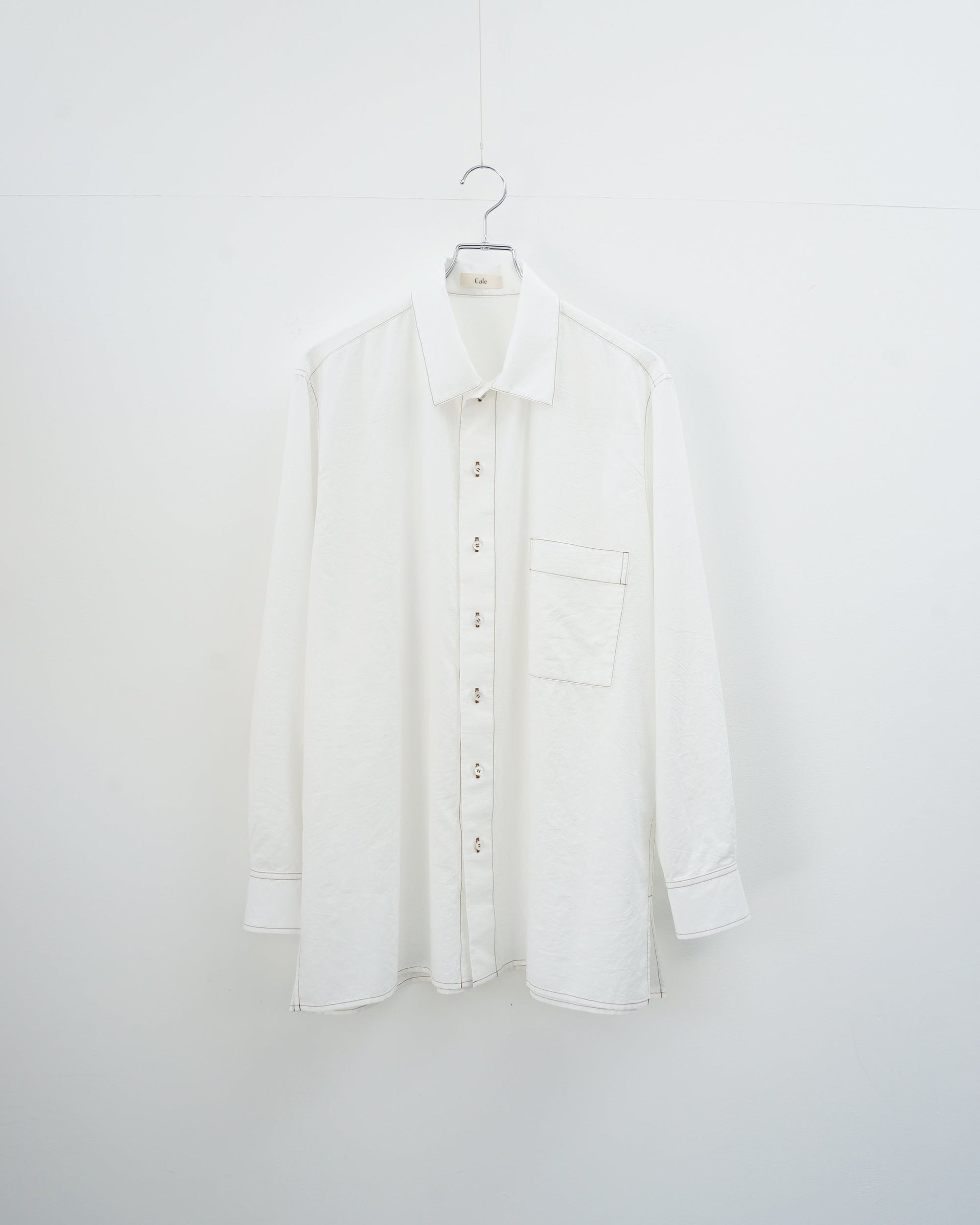 Cale カル KHADI COTTON GARMENT DYED SHIRT カディコットン　シャツ　ホワイト　正面