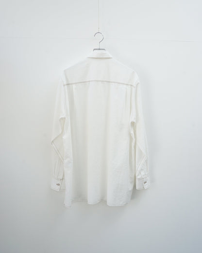 Cale カル KHADI COTTON GARMENT DYED SHIRT カディコットン　シャツ　ホワイト　背面