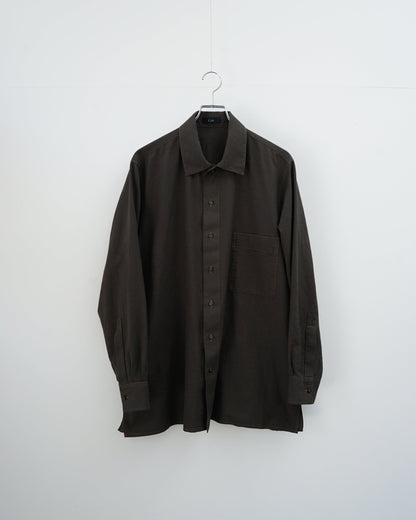 Cale カル KHADI COTTON GARMENT DYED SHIRT  シャツ　スミクロ　正面