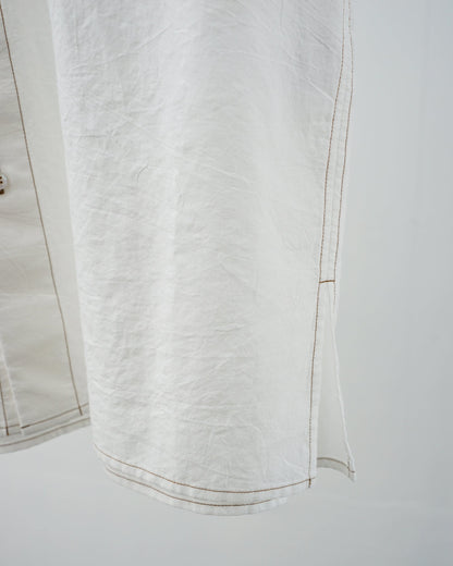 Cale カル KHADI COTTON GARMENT DYED SHIRT カディコットン　シャツ　ホワイト　スリット部分　ディテール