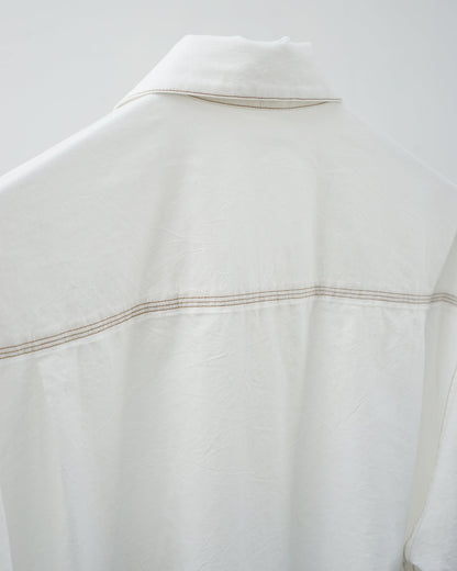 Cale カル KHADI COTTON GARMENT DYED SHIRT カディコットン　シャツ　ホワイト　ヨーク部分　ステッチ