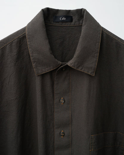 Cale カル KHADI COTTON GARMENT DYED SHIRT  シャツ　スミクロ　襟の形　