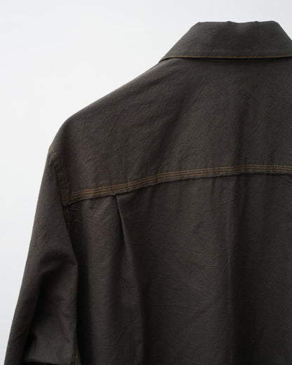 Cale カル KHADI COTTON GARMENT DYED SHIRT  シャツ　スミクロ　ヨーク部分　ステッチ