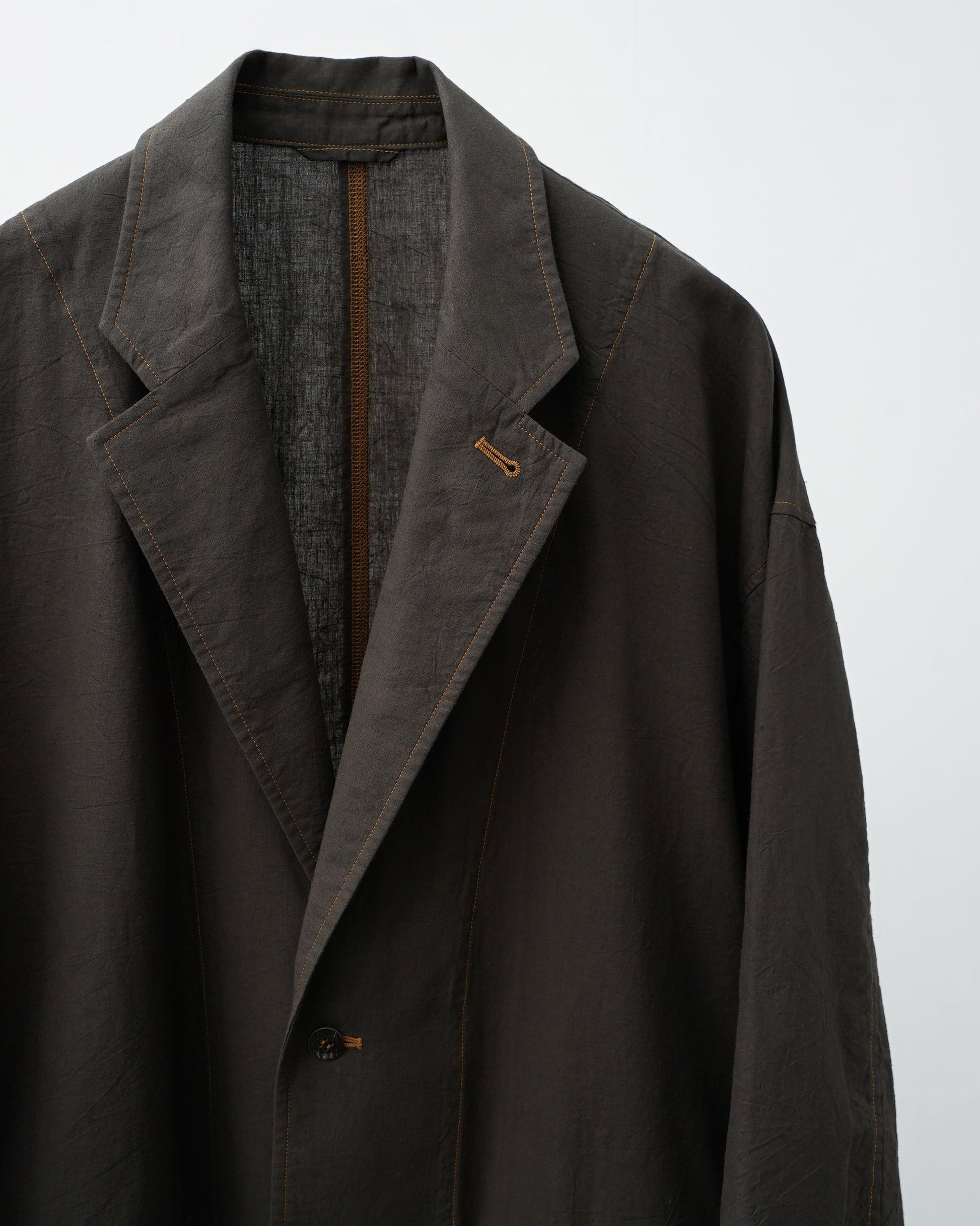 Cale カル　KHADI COTTON GARMENT DYED JACKET　カディコットン　テーラードジャケット　スミクロ　襟の形　ボタン　ディテール