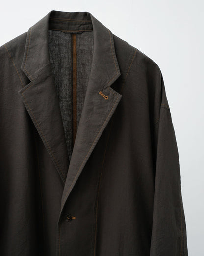 Cale カル　KHADI COTTON GARMENT DYED JACKET　カディコットン　テーラードジャケット　スミクロ　襟の形　ボタン　ディテール