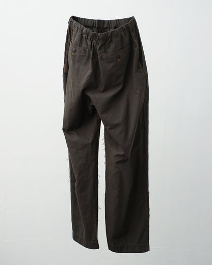 Cale　カル　KHADI COTTON GARMENT DYED EASY PANTS　カディコットン　パンツ　スミクロ　背面　シルエット