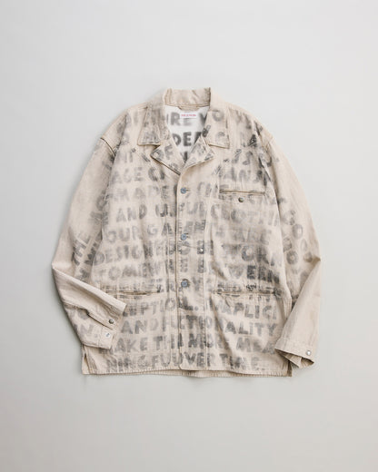 NICENESS　ナイスネス　HAND STENCIL UTILITY JACKET H.ROLLO　ユーティリティジャケット　正面　NATURAL　ハンドステンシル