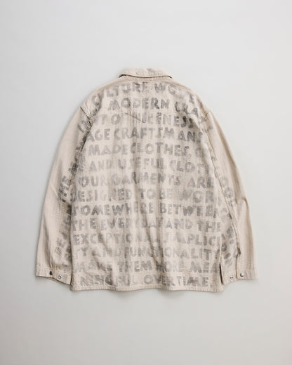 NICENESS　ナイスネス　HAND STENCIL UTILITY JACKET H.ROLLO　ユーティリティジャケット　背面　NATURAL　ハンドステンシル
