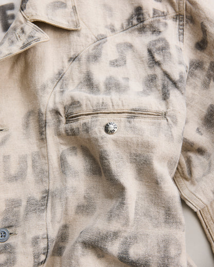 NICENESS　ナイスネス　HAND STENCIL UTILITY JACKET H.ROLLO　ユーティリティジャケット　フロントポケット　デザイン　NATURAL　ハンドステンシル