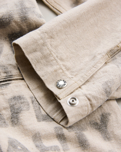 NICENESS　ナイスネス　HAND STENCIL UTILITY JACKET H.ROLLO　ユーティリティジャケット　NATURAL　ハンドステンシル　袖口　スナップボタン