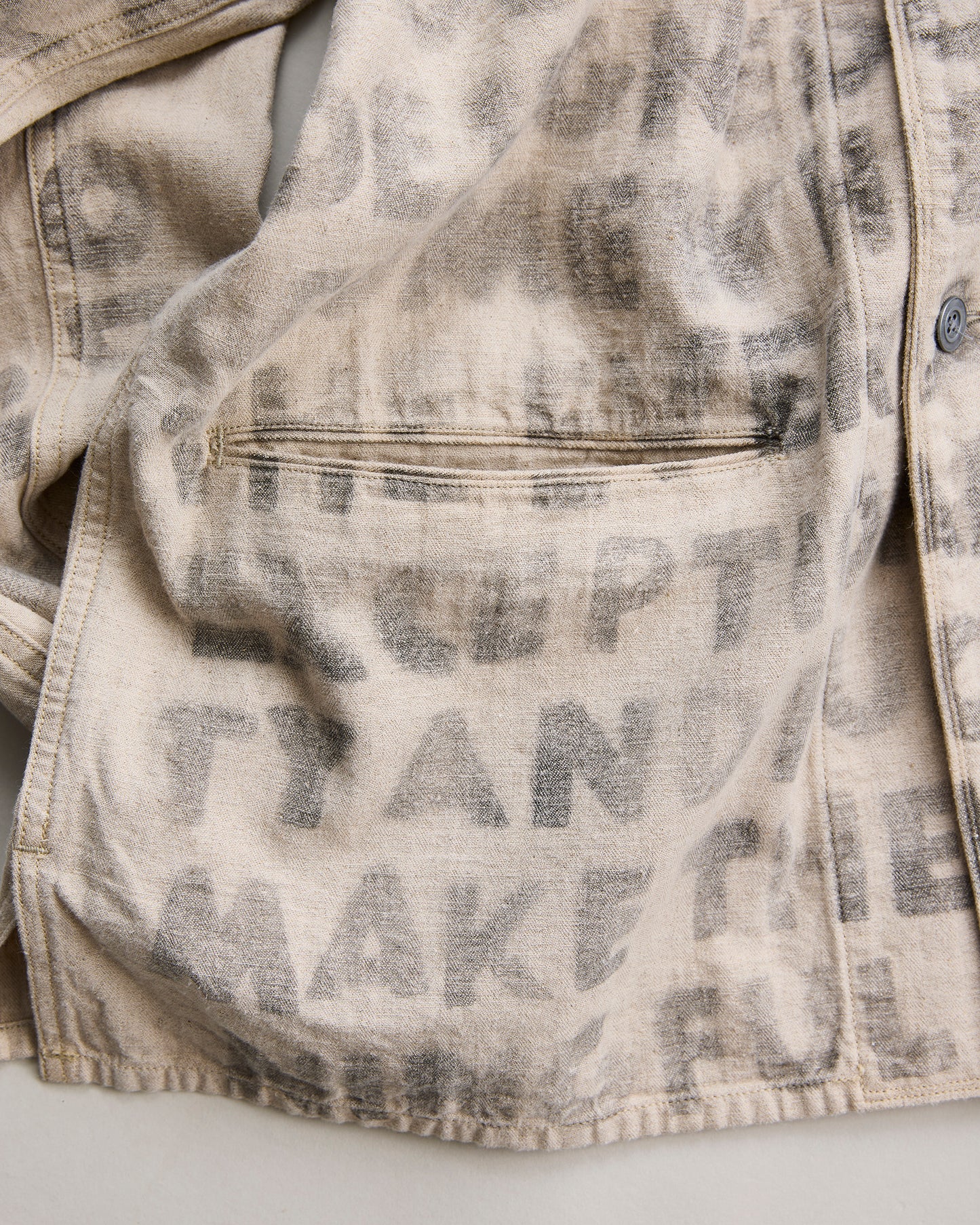 NICENESS　ナイスネス　HAND STENCIL UTILITY JACKET H.ROLLO　ユーティリティジャケット　NATURAL　ハンドステンシル　フロント裾ポケット