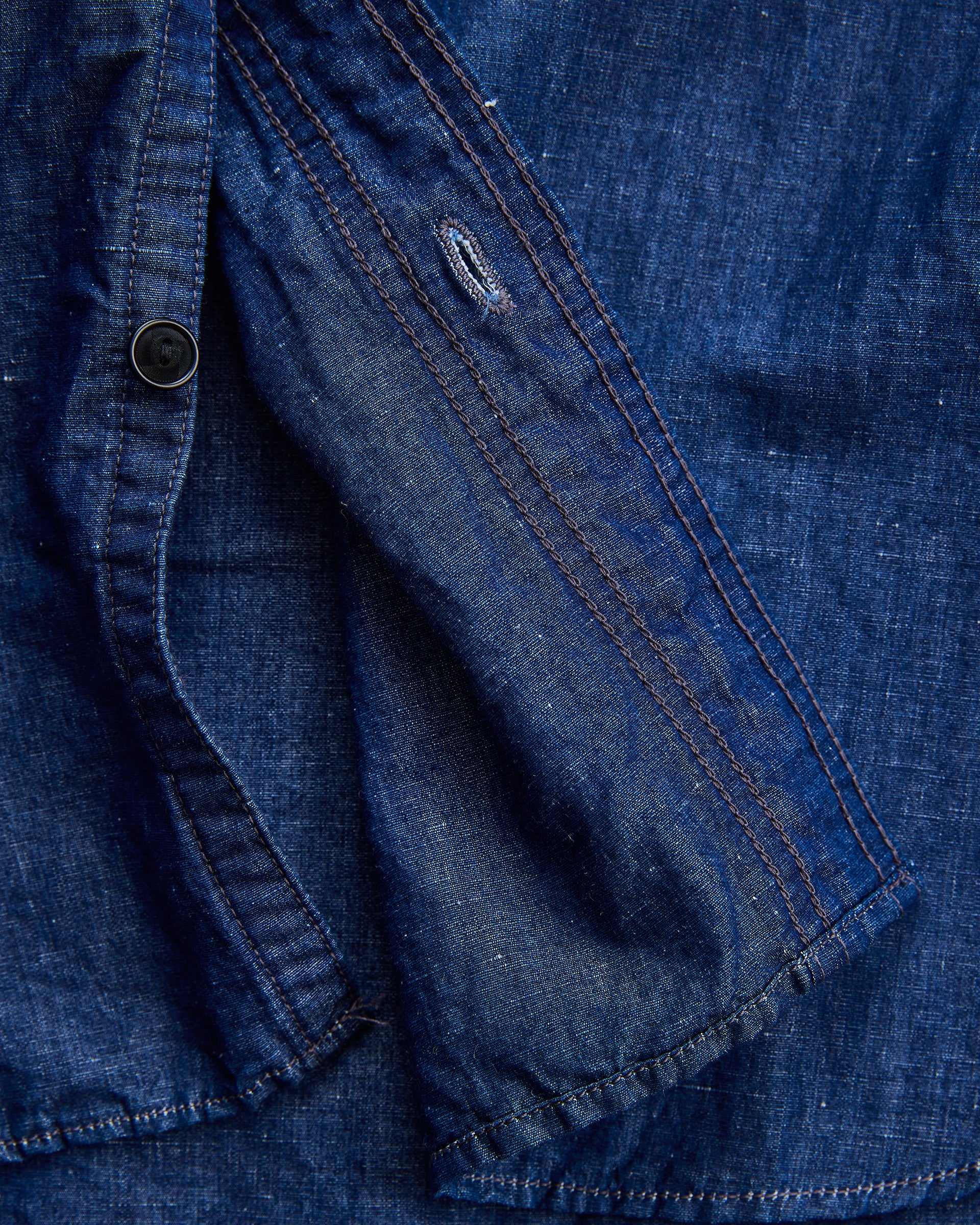 NICENESS　ナイスネス　CHAMBRAY WORK SHIRT MOLINA　シャンブレーワークシャツ　INDIGO 前立て裏側