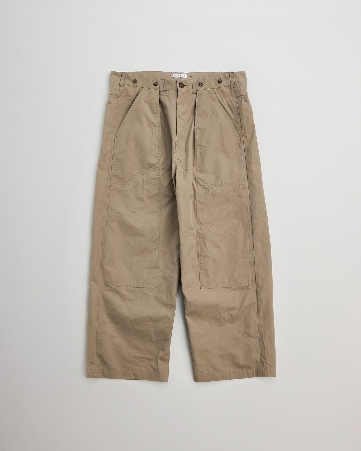 NICENESS　ナイスネス　DOUBLE KNEE PANTS  E.HOWARD　正面　KHAKI