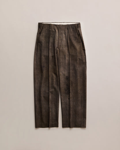 NICENESS　PRINTED STRIPE RESIZED TROUSERS  N.DICKENS。正面から見た全体像。