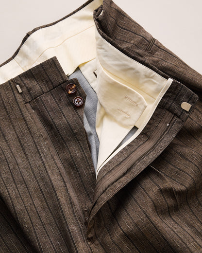 NICENESS　PRINTED STRIPE RESIZED TROUSERS  N.DICKENS。内側の仕様。