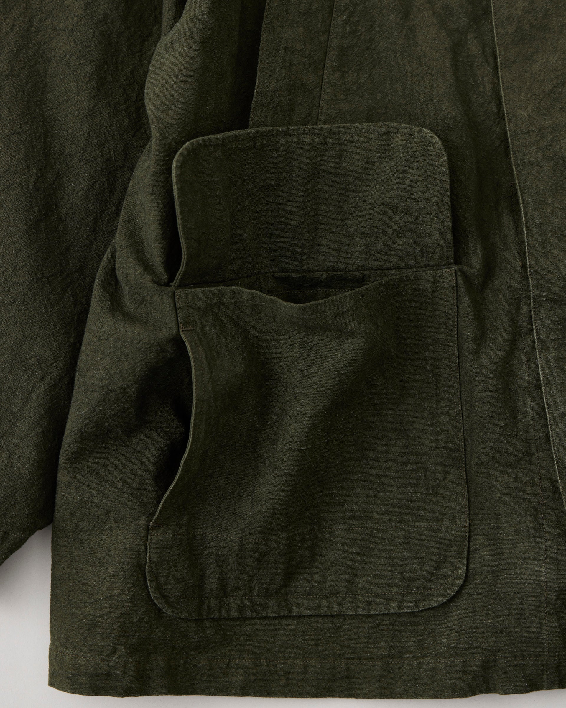 ハンティングジャケット　ダークオリーブ　ポケット部分
