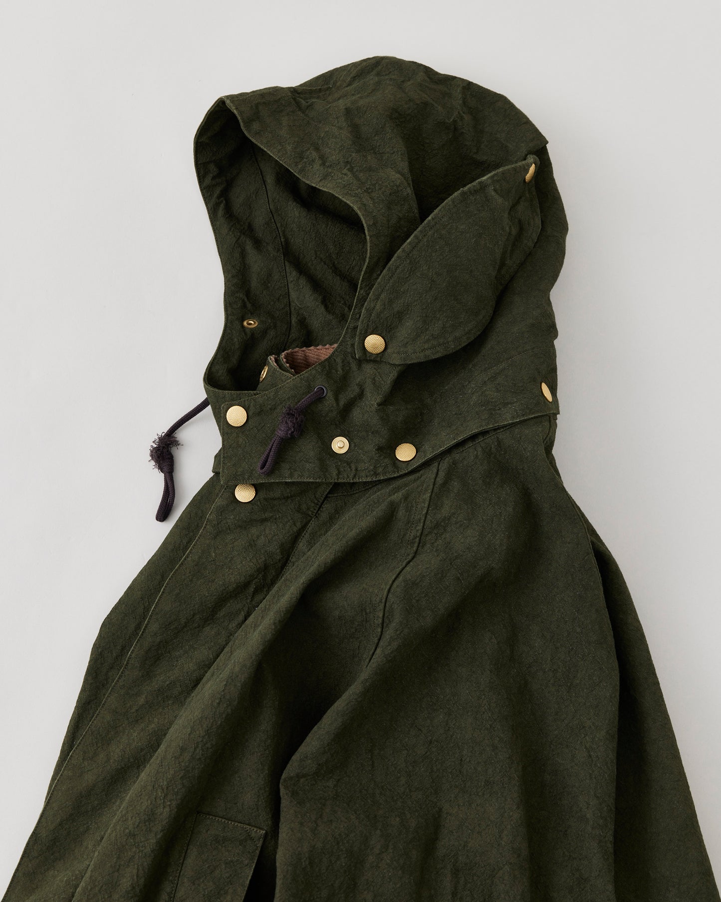 ハンティングジャケット　フード部分　ダークオリーブ