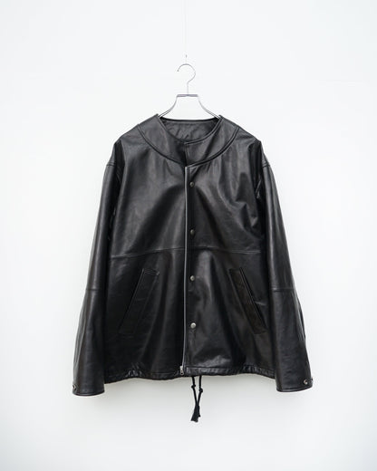 レザージャケット ブラック メンズ 正面  スナップボタン