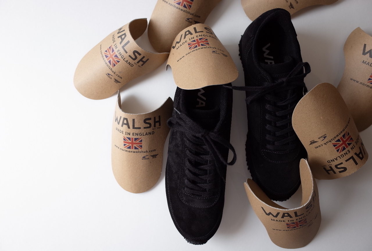 WALSH×AUGUSTE-PRESENTION ALL BLACK BACK SKIN LEATHER SNEAKERS 